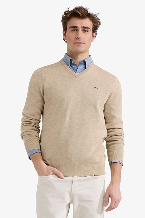 V-NECK SWEATER SAND 1