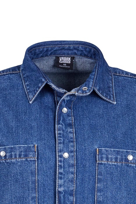 LADIES OVERSIZED DENIM SHIRT MID INDIGO WASHED 8