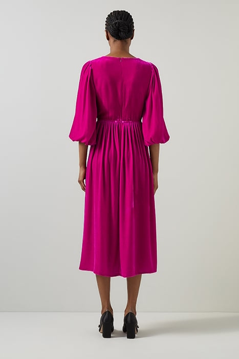 CALLISTA VELVET MIDI DRESS BRIGHT PINK 2