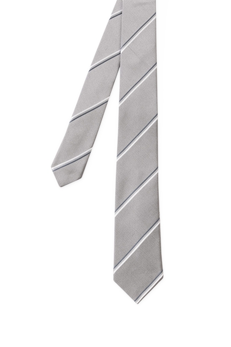 MEN TIE NARROW STRPS GREY 1