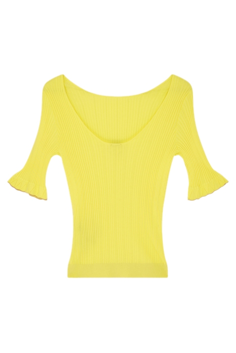 WOMENS KNITTED SWEATER SS SCOOP NECK YELLOW 1