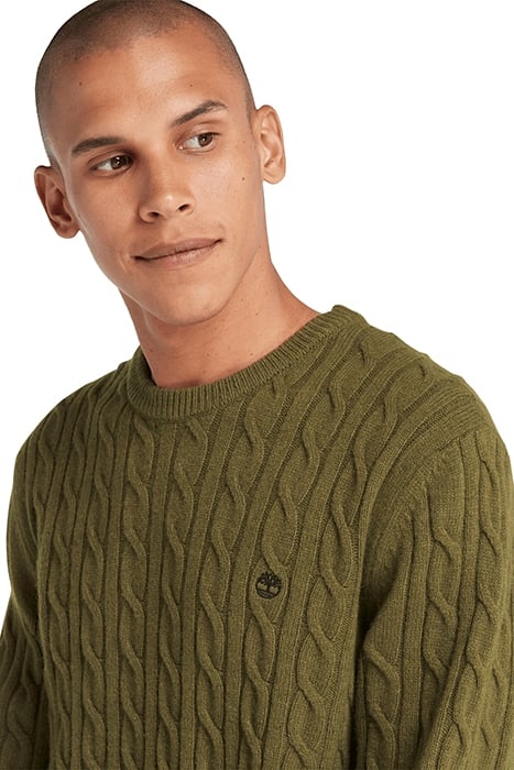PHILLIPS BROOK CABLE CREW NECK SWEATER DARK OLIVE 6