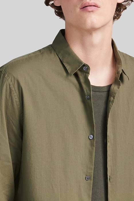 KHAKI ORGANIC COTTON VOILE SLIM SHIRT 5