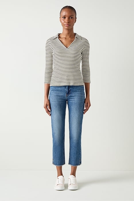 LENA STRIPE LONG-SLEEVED TOP CREAM 1