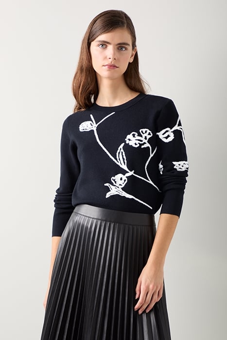 HENRIETTA FLORAL KNITTED SWEATER BLACK/CREAM 1