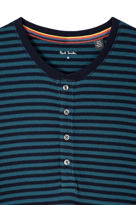 MEN TOP SS HENLEY STRP NAVY 6