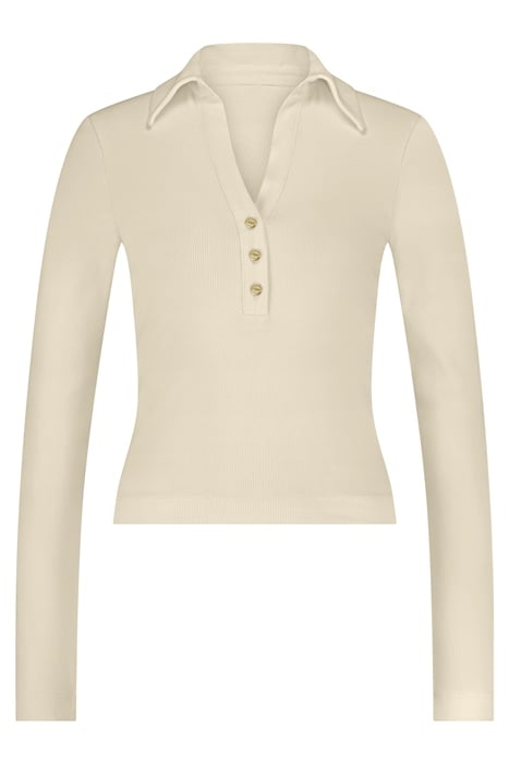 RIB BUTTON SHIRT VANILA 1