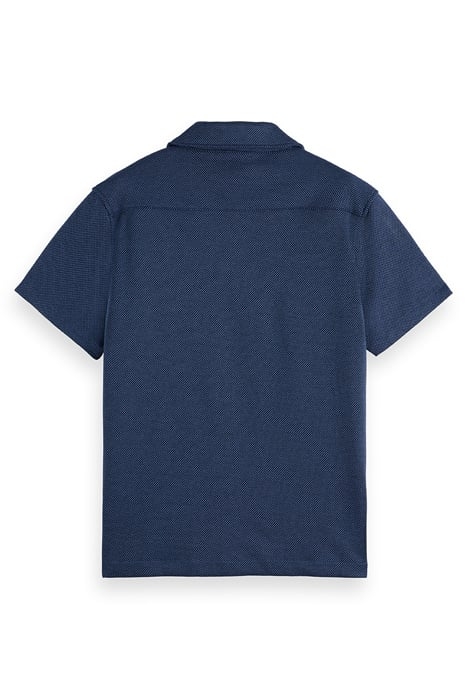 BIRDSEYE JACQUARD CAMP SHIRT BLACK/BLUE 2