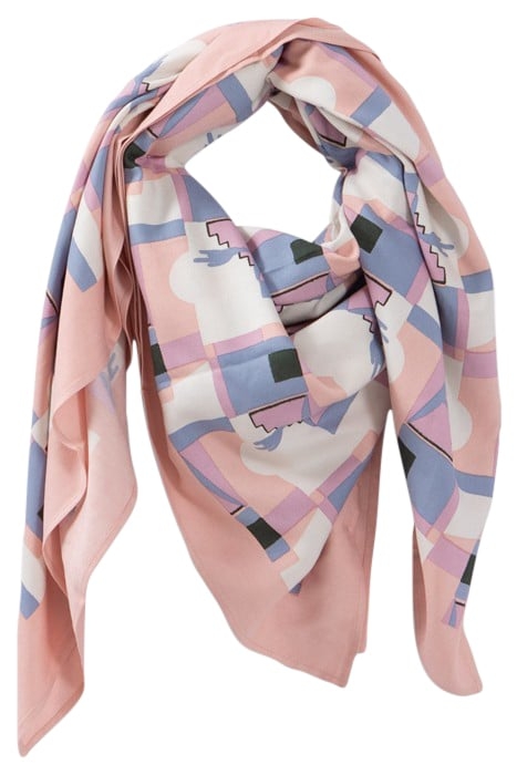 FLASH PINK SCARF WITH ARTY CACTUS MOTIF 1