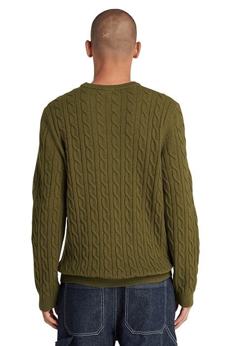 PHILLIPS BROOK CABLE CREW NECK SWEATER DARK OLIVE 2