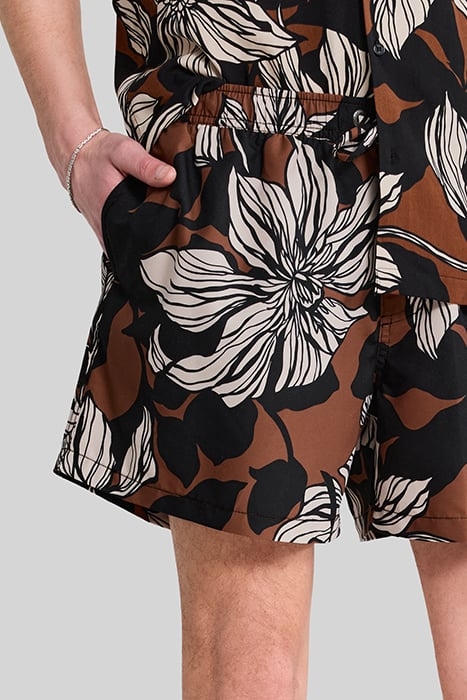 CHOCOLATE RECYCLED SWIM SHORTS WITH XL FLOWERS 3