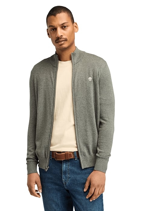 WILLIAMS RIVER COTTON YD FULL ZIP SWEATER DARK GREY HEATHER 1