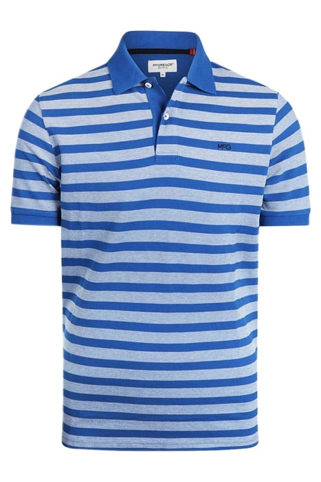 OXFORD PIQUEE STRIPE POLO KOBALT 1