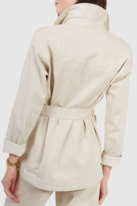 BEIGE FINE-STRIPED SAFARI JACKET 2