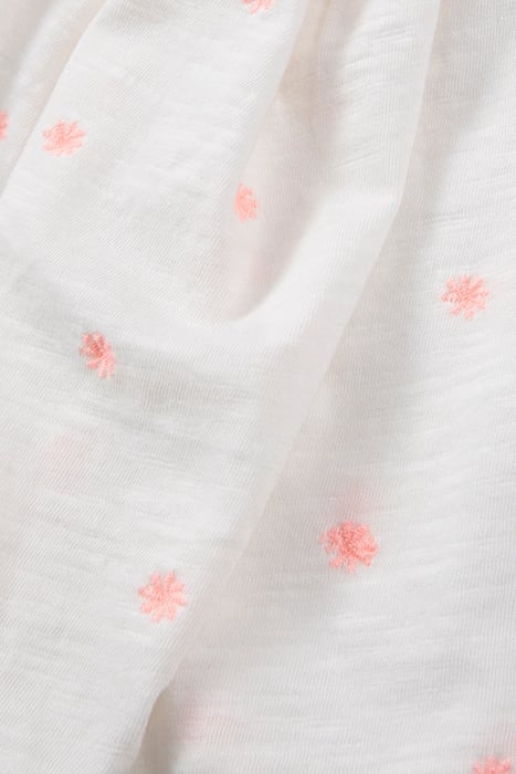 GIRLS’ WHITE T-SHIRT, NEON JACQUARD ELASTICATED NECK 5