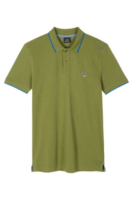 MENS SLIM FIT POLO ZEB BADGE MILITARY GREEN 1
