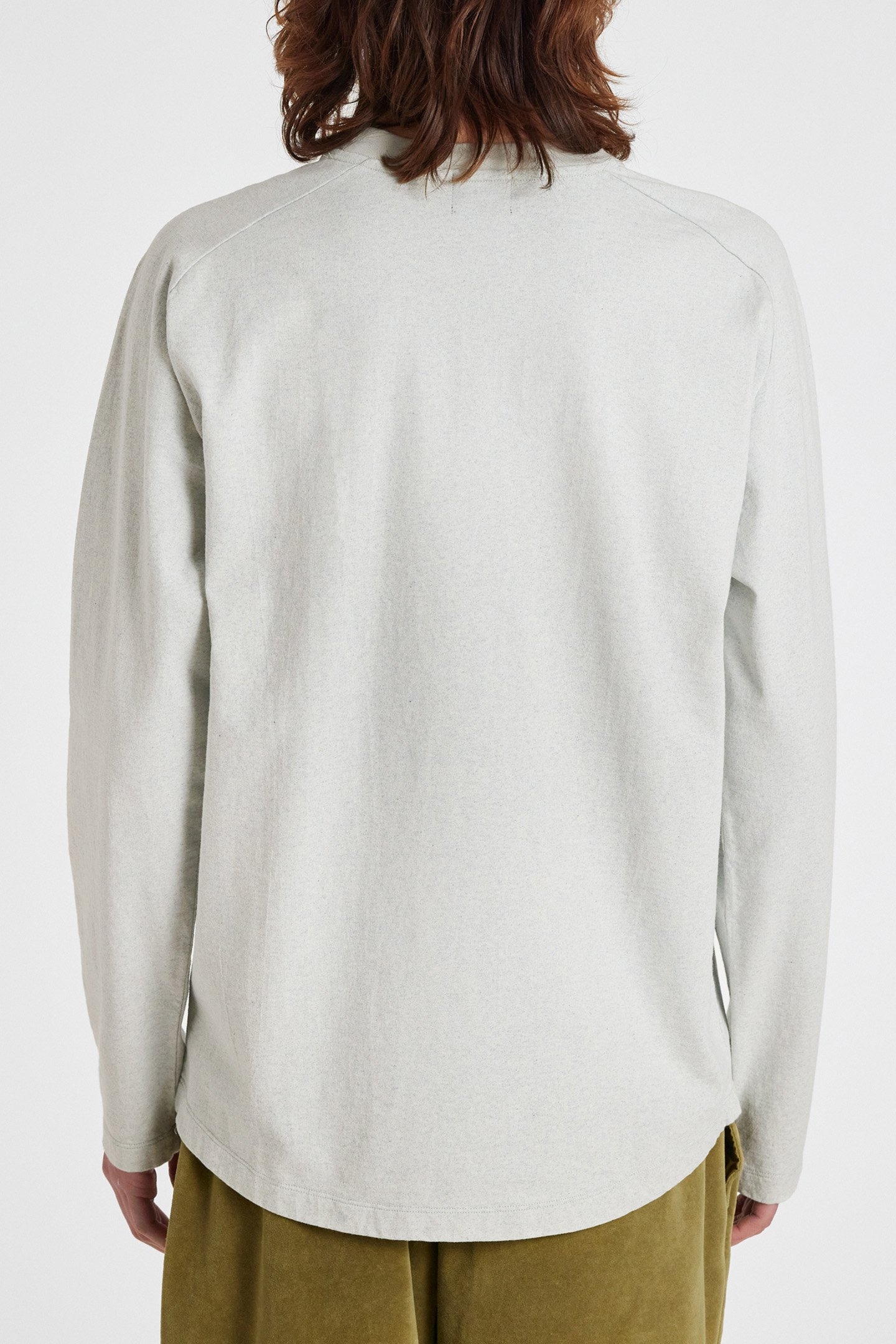 MENS GREY LS TSHIRT STAMP PRINT GREY BEIGE 2