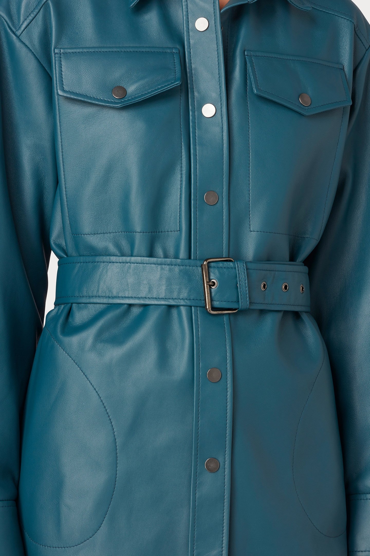 WOMENS SHIRT LEATHER PETROL BLUE 4