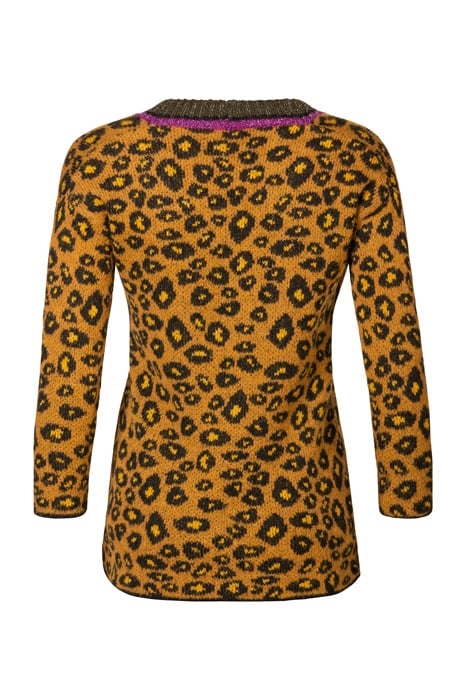 CARDIGAN LEOPARD WITH LUREX MUSTARD COMB. 3