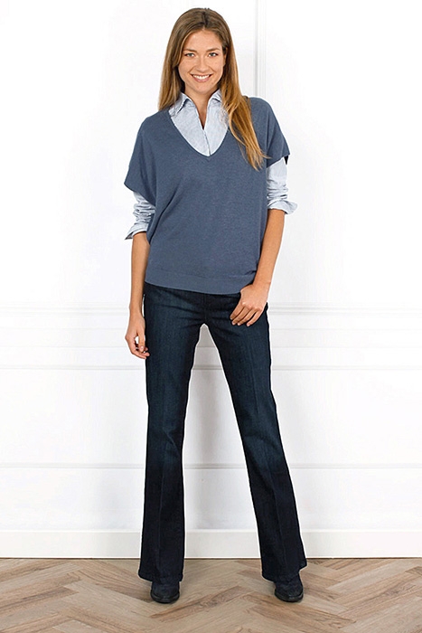 V-NECK PONCHO BLUE 7