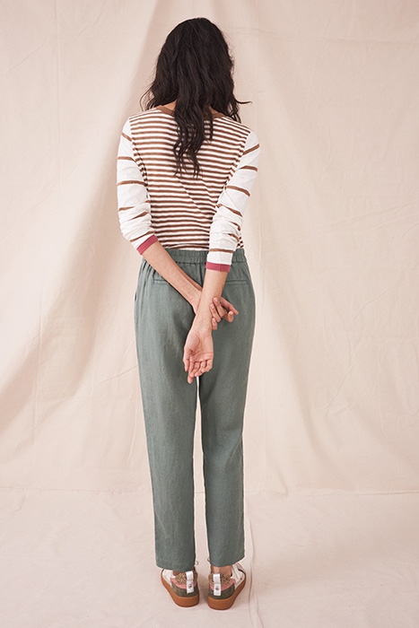 MADDIE LINEN TROUSER KHAKI GRN 3