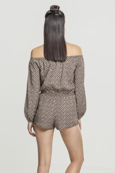 LADIES SHORT LONGSLEEVE OVERALL BLK/FLOWER 3