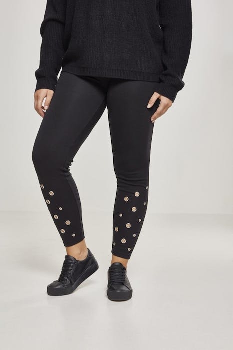 LADIES EYELET LEGGINGS BLACK 2