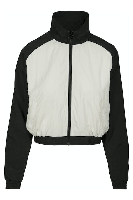 LADIES SHORT RAGLAN CRINKLE BATWING JACKET BLK/WHT 1
