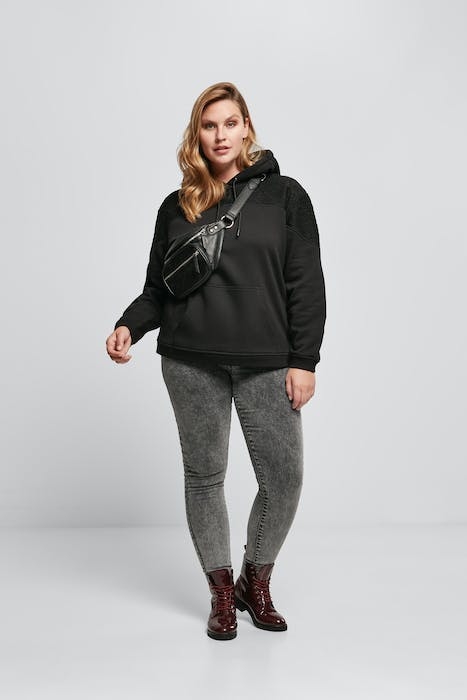 LADIES LACE INSET HOODY BLACK 4