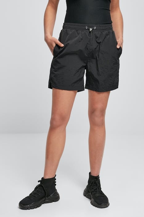 LADIES CRINKLE NYLON SHORTS BLACK 2