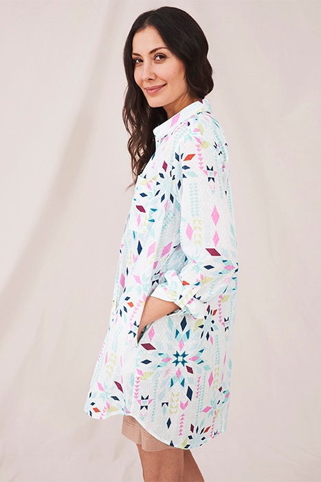 EFFIE LONGLINE SHIRT IVORY PRINT 3