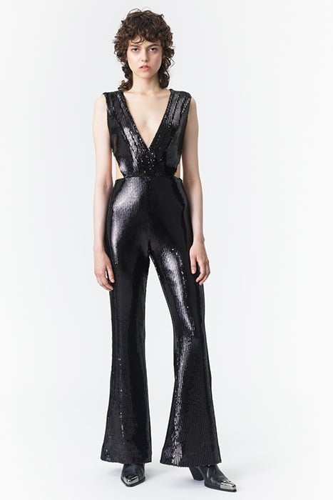 WOMEN‘S SEQUIN CUT-OUT OVERALL BLACK 4