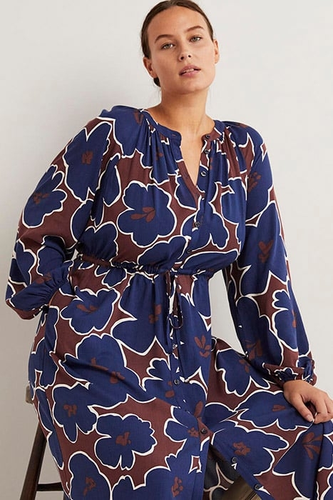 TIE WAIST DETAIL MIDI DRESS NVY 3