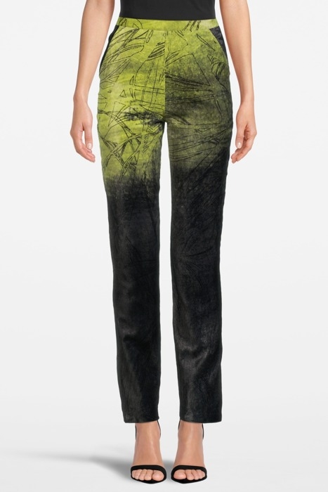VELVET ABSTRACT SUIT PANTS GREEN 1