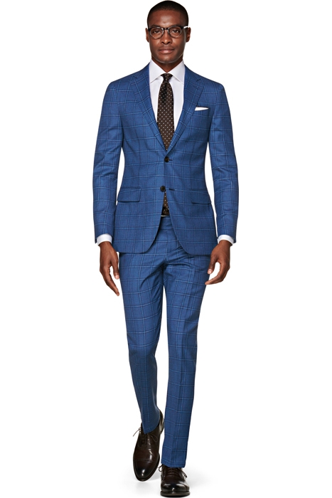Mid Blue Checked Sienna Suit 1