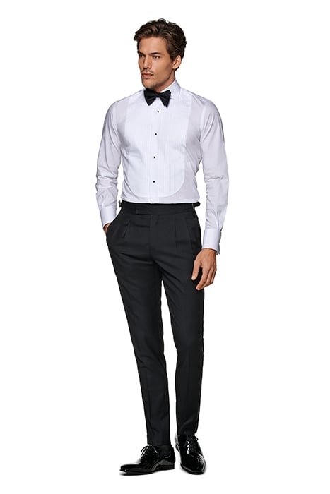 WHITE PLEATED SLIM FIT TUXEDO SHIRT 4