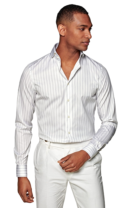Light Grey Striped Extra Slim Fit Shirt 1