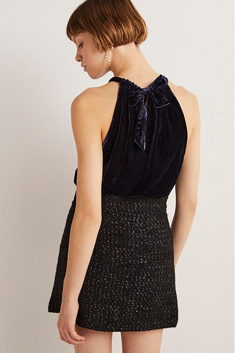 HALTERNECK VELVET TOP NVY 2