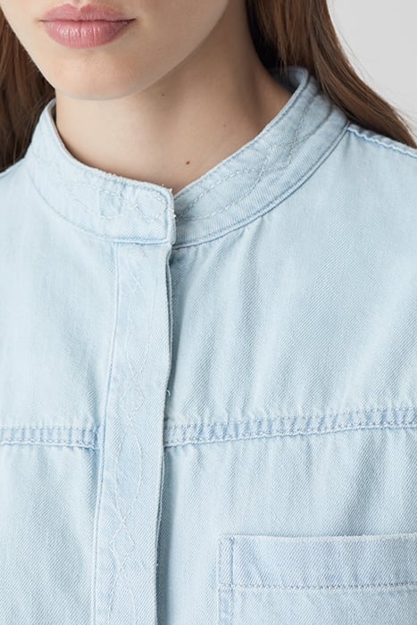 WOMEN DENIM PATCHWORK OVERSHIRT LIGHT BLUE 6