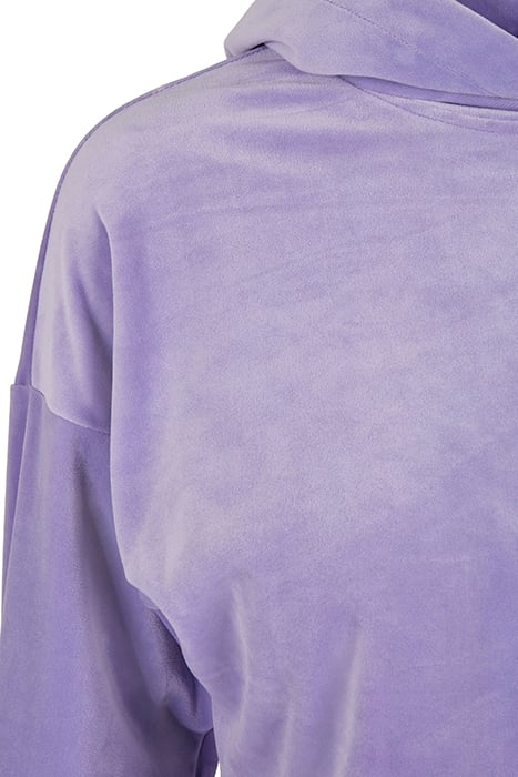 LADIES CROPPED VELVET OVERSIZED HOODY LAVENDER 7