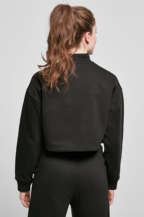 LADIES CROPPED OVERSIZED SWEAT HIGH NECK CREW BLACK 3
