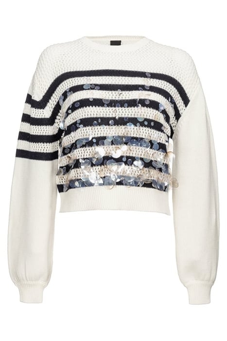 CARRENO MAGLIA RETE COTONE RIG ECRU/NAVY BLUE 5