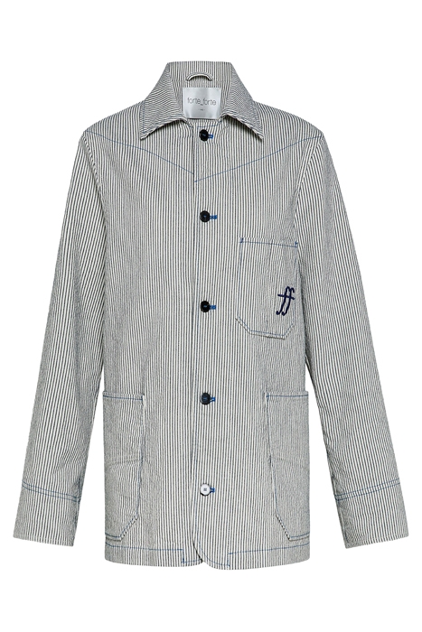 DÉLAVÉ INDACO STRIPE WORKER JACKET STRIPE 1