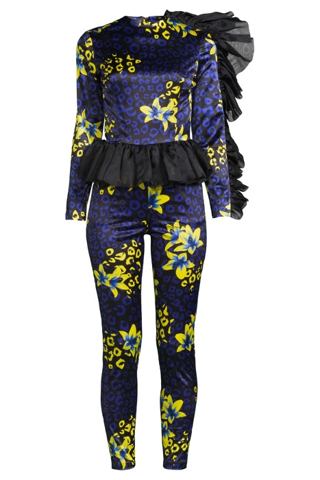 WOMEN‘S SIDE VOLANT OVERALL BLUE LILLY PRINT 3