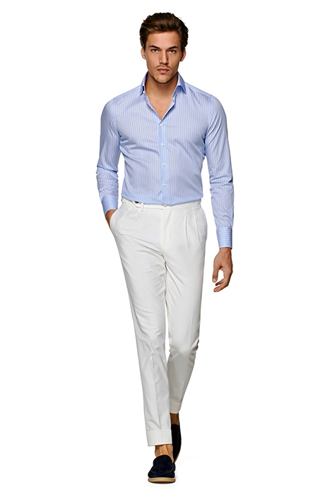 MID BLUE STRIPED POPLIN EXTRA SLIM FIT SHIRT 3