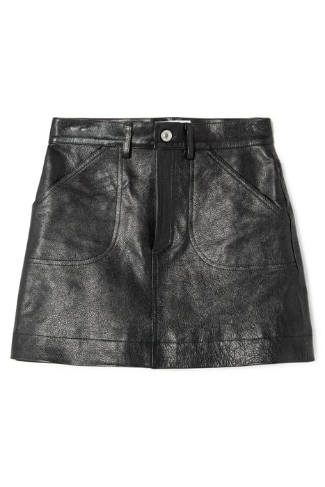 70S POCKET MINI SKIRT BLACK LEATHER 1