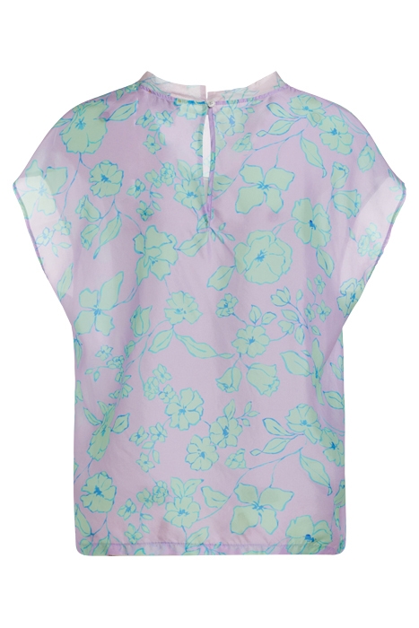 "TRUE COLORS" PRINT HABOTAI SILK BROAD SHOULDER TOP MOJITO 2