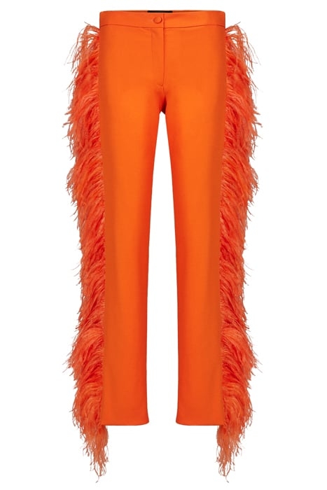 FEATHER-TRIMMED PANTS VIBRANT ORANGE 5