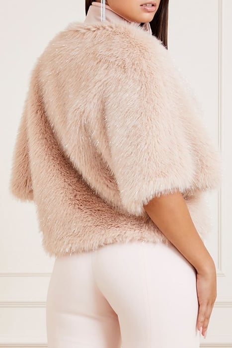 MARCIANO BY GUESS AMBER FAUX FUR PASTEL PINK WITH SIL 2