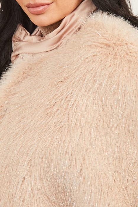 MARCIANO BY GUESS AMBER FAUX FUR PASTEL PINK WITH SIL 5